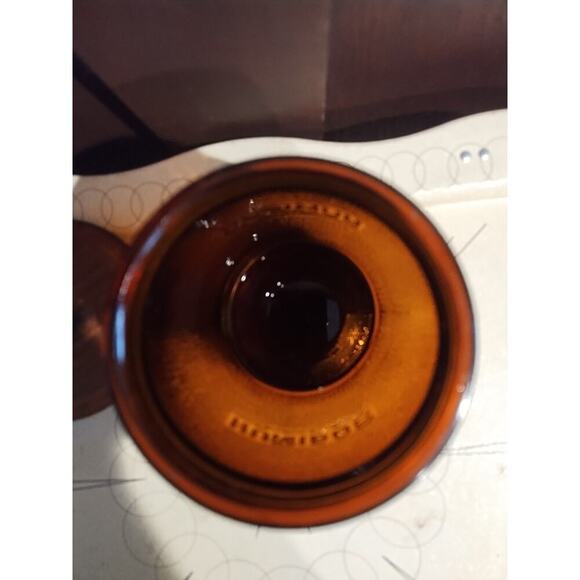 Vintage Brown Glass Humidor Jar and Wood Lid Cigar Dunrite Made in USA Brooklyn - Picture 5 of 6